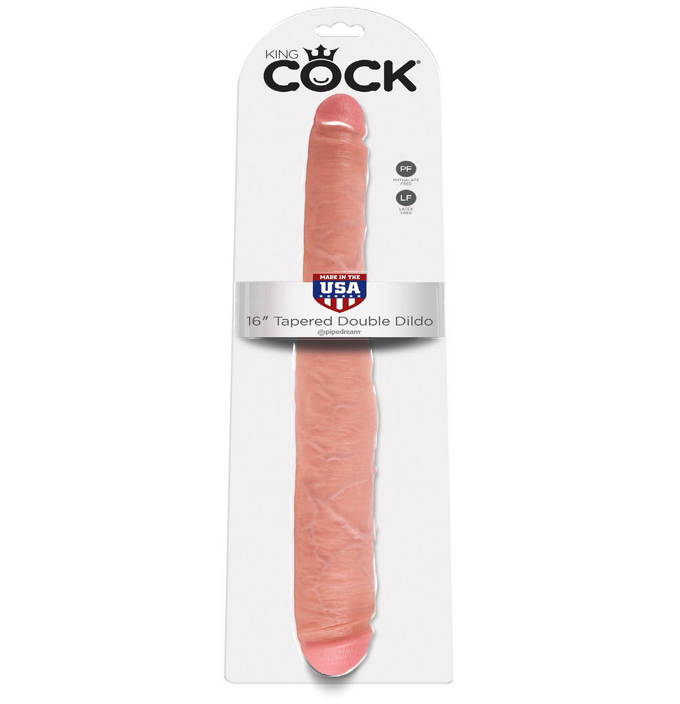 King Cock 16in Tapered Double Dildo Flesh