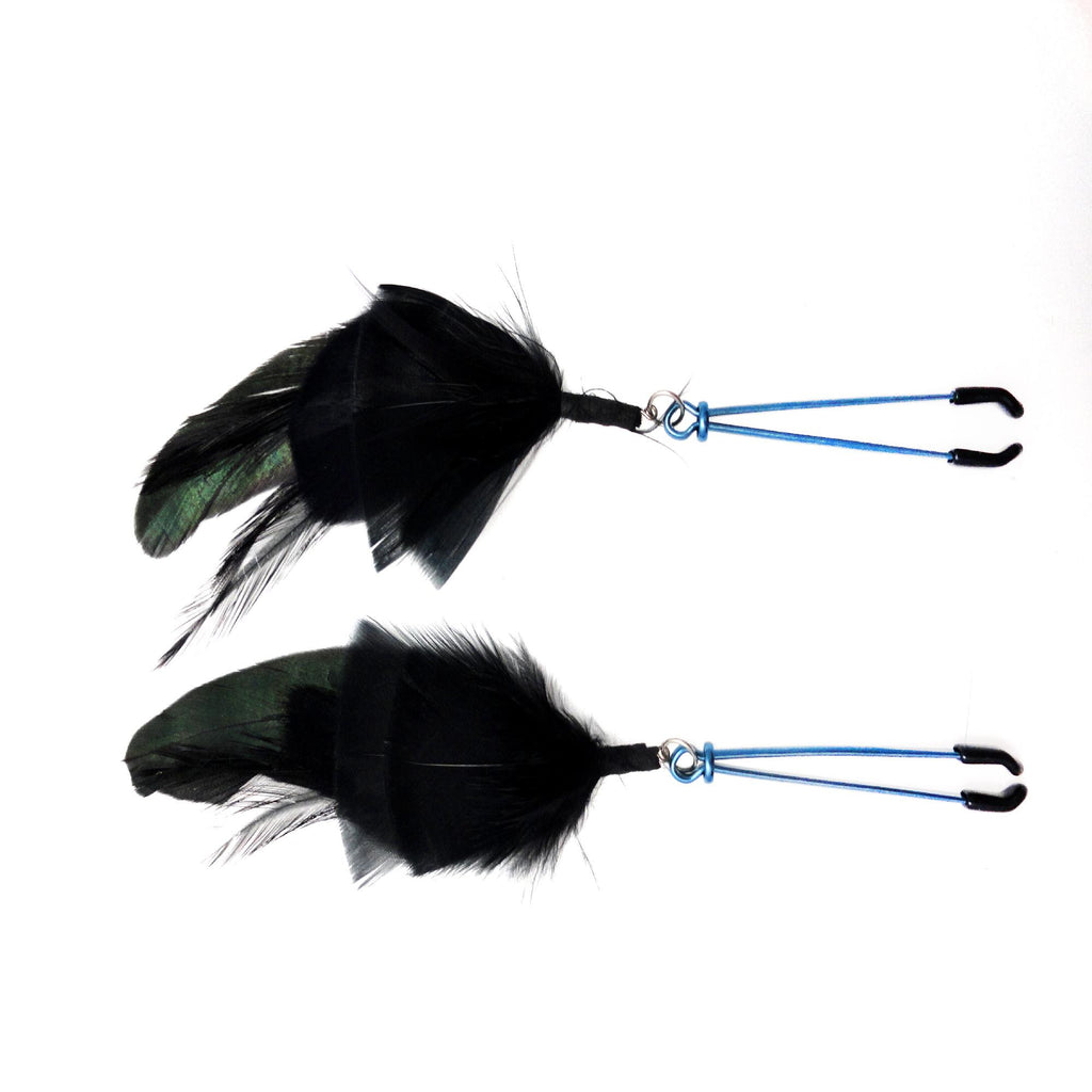 Tweezer Clamp Blue Feather Black