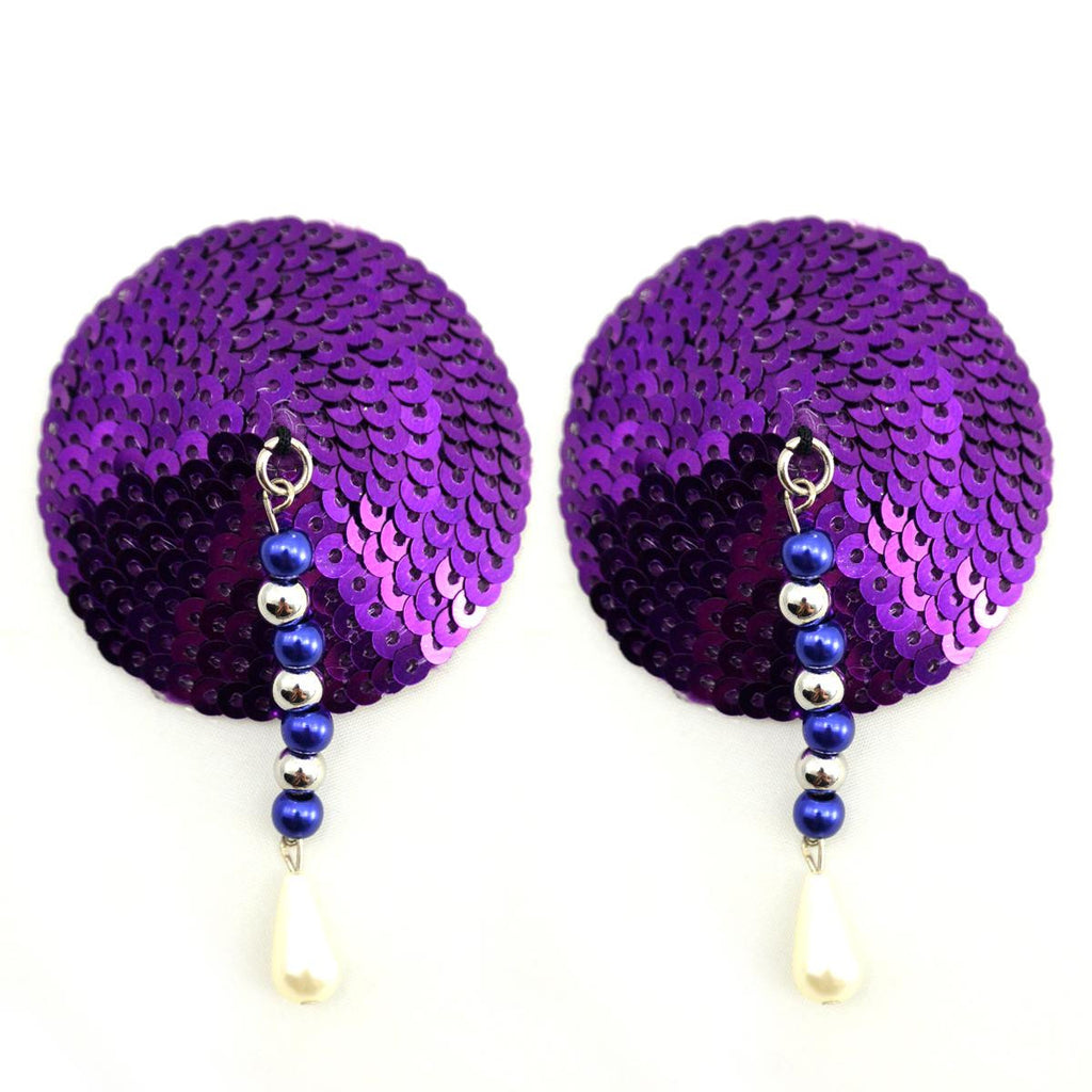 Bijoux Nipple Covers Sequin Round W-anodized Beads Purple