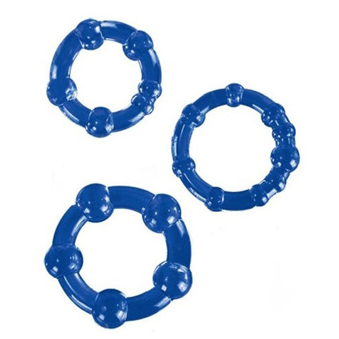 (bulk) Textured Cockring Trio Blue