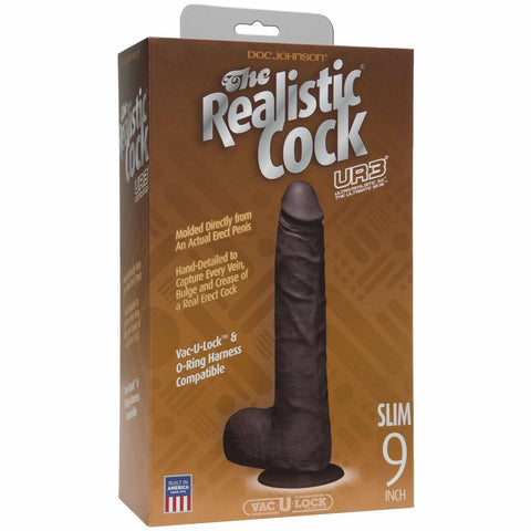 Realistic Cock 9 Slim Black "