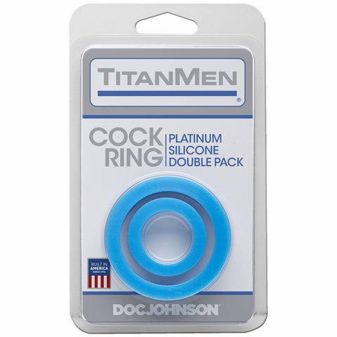 Titanmen Cock Rings Double Pack Silicone Blue