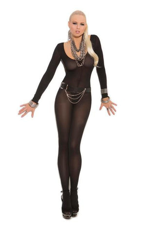 Sheer Long Sleeve Body Stocking Queen