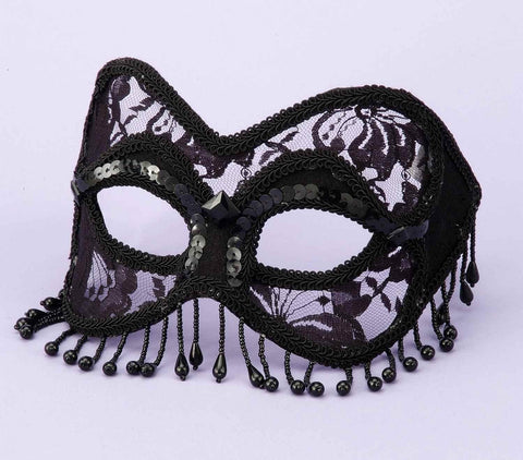 Mask Venetian Black Lace W-beads