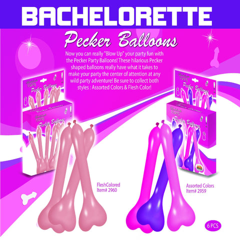 Pecker Balloons Flesh 6pc Box