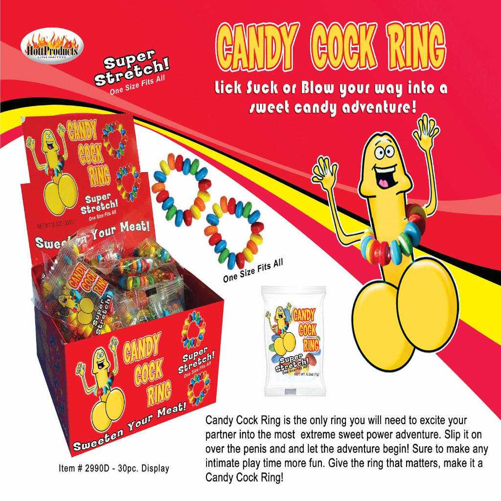 Candy Cock Ring 30 Pc Display