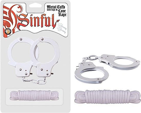 Sinful Metal Cuffs W-love Rope White