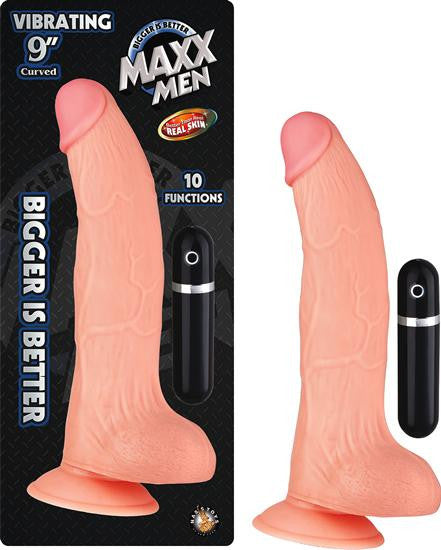 Maxx Men 9in Curved Dong Flesh Vibrating