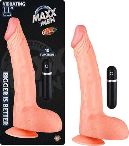 Maxx Men 11in Curved Dong Flesh Vibrating