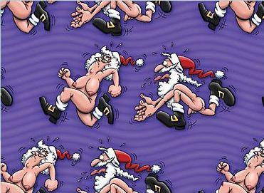 Gift Wrap Running Santa Purple