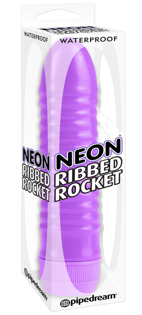 Neon Ribbed Rocket Purple Vibrator