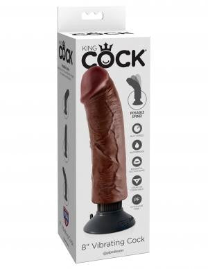 King Cock 8in Cock Brown Vibrating