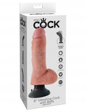 King Cock 8in Cock W-balls Flesh Vibrating