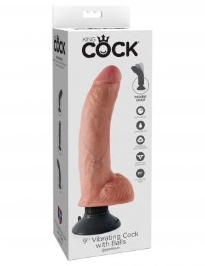 King Cock 9 In Cock W-balls Flesh Vibrating