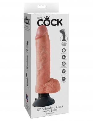 King Cock 10in Cock W-balls Flesh Vibrating