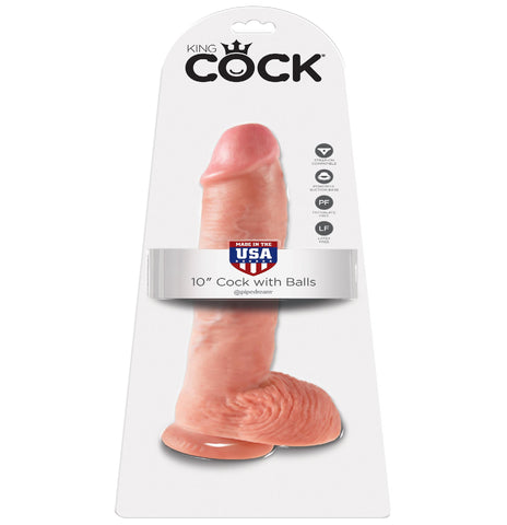 King Cock 10in Cock W-balls Flesh