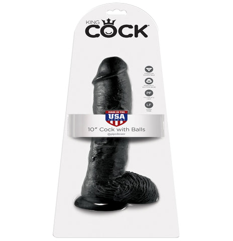 King Cock 10in Cock W-balls Black