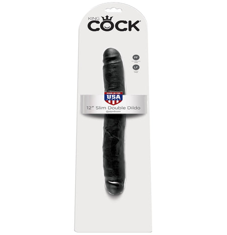 King Cock 12in Slim Double Dildo Black