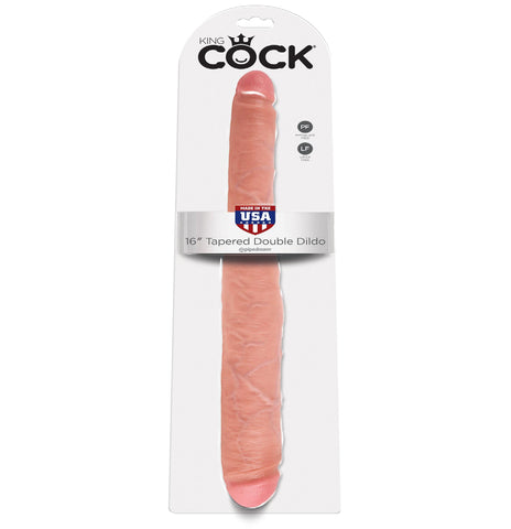 King Cock 16in Tapered Double Dildo Flesh