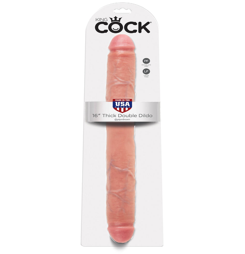 King Cock 16in Thick Double Dildo Flesh