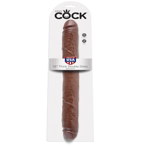 King Cock 16in Thick Double Dildo Brown