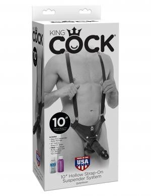 King Cock 10 Hollow Strap On Suspender System Black "