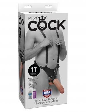 King Cock 11 Hollow Strap On Suspender System Flesh "