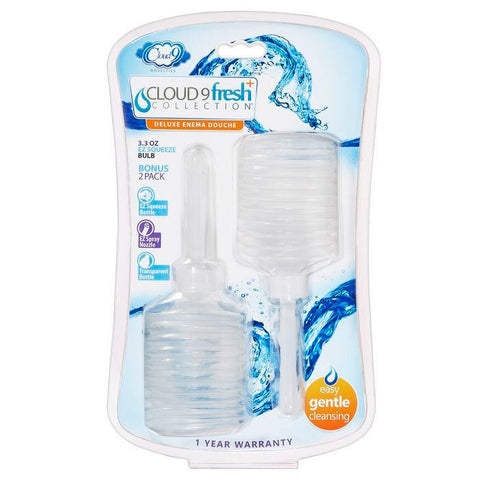 Cloud 9 Fresh + Portable Anal Enema Douche 3.3 Oz Ez Squeeze Bulb 2 Pack