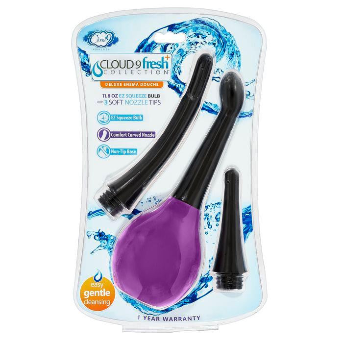 Cloud 9 Fresh + Deluxe Anal Soft Tip Enema Douche 11.8 Oz W- 3 Soft Nozzle Tips