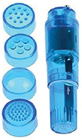 (bulk) Cloud 9 Novelties Mini Massager Pocket Rocket Blue W- 4 Attachments (net)