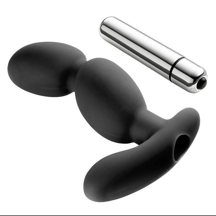 Prostate Pro Soft Angled Tip Anal Prostate Massager Black W-c Rings