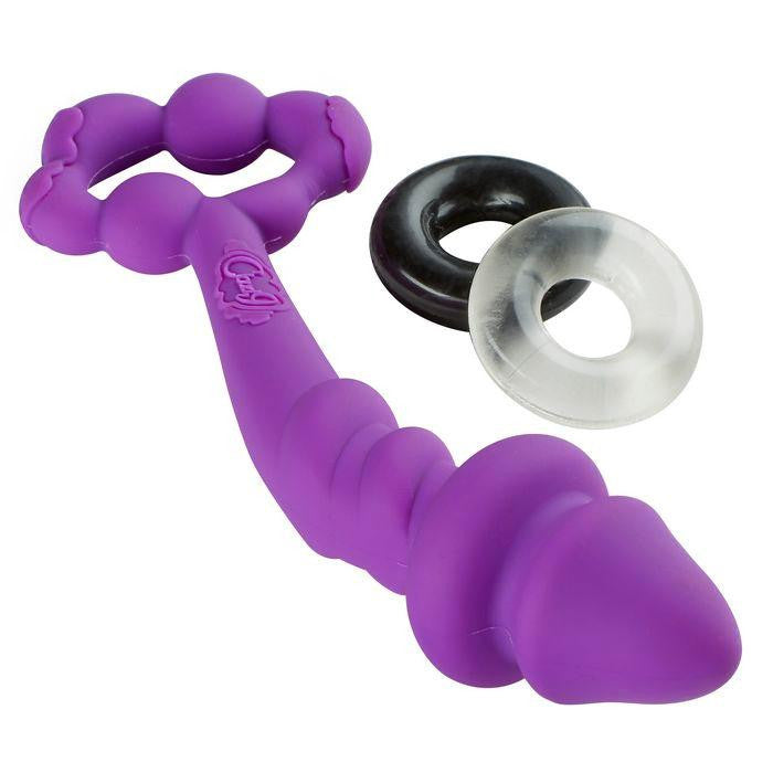 Cloud 9 Extra Long Prostate Plug Purple W-bonus C Rings