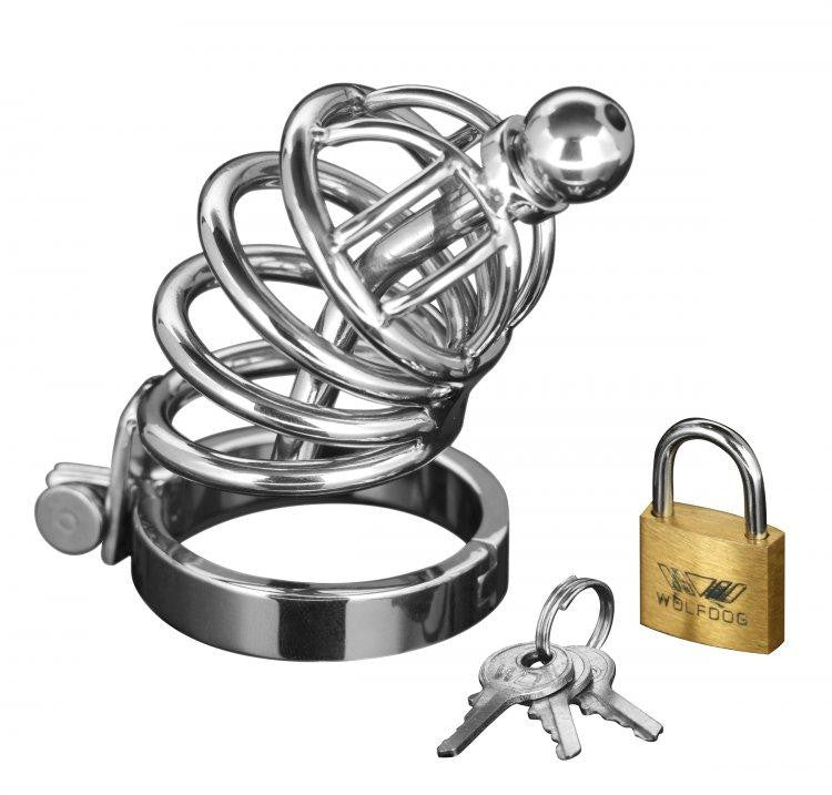 Master Series 4 Ring Chastity Cage W-urethal Plug Sm-m